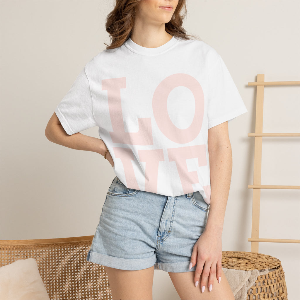 LOVE Graphic T‑Shirt — Soft Pink Block Letter Tee for Valentine’s & Everyday Wear