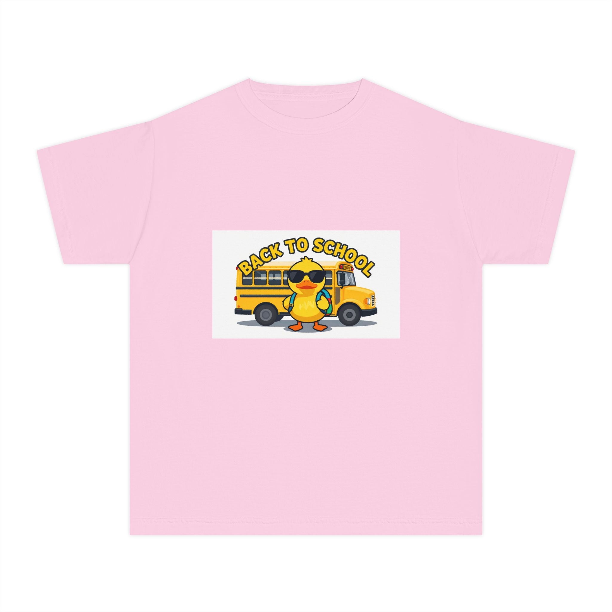 Back to School Youth Tee — Cute Duck & School Bus Kids Shirt