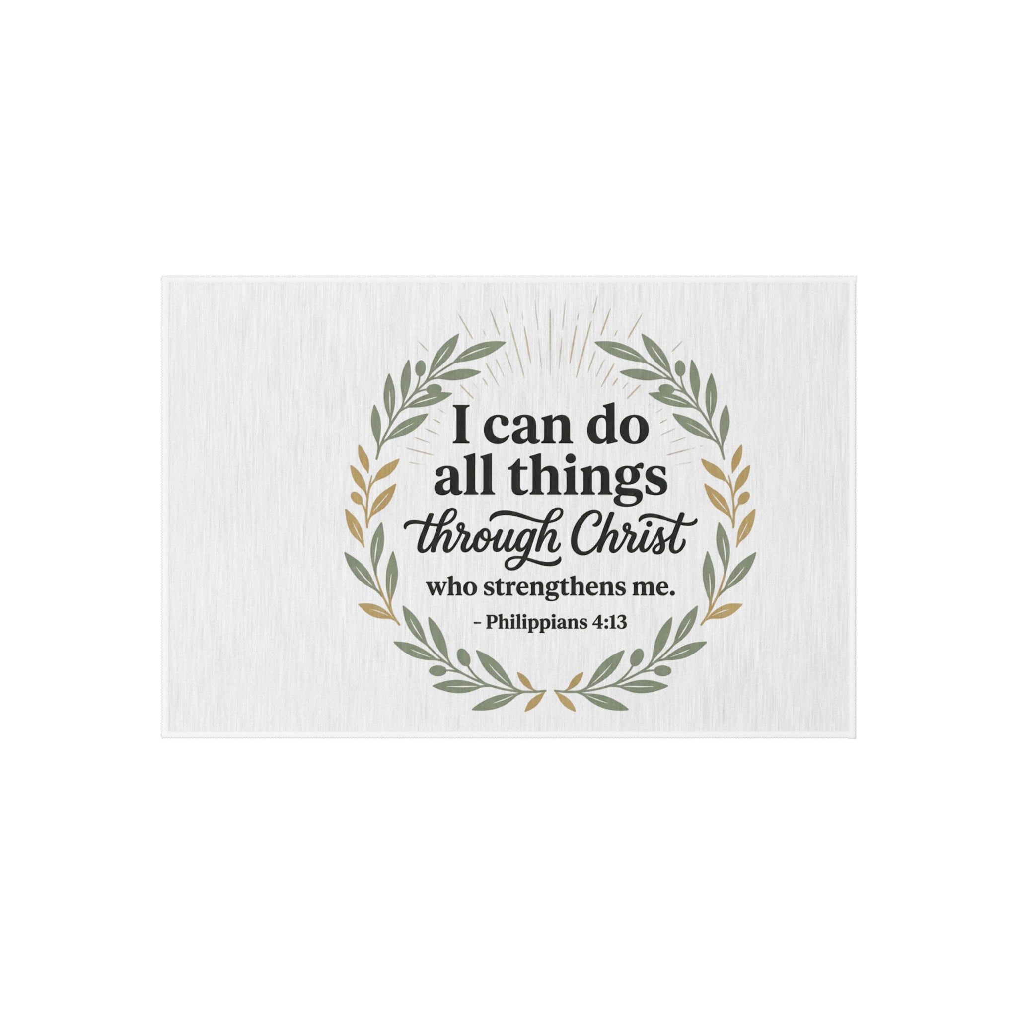Philippians 4:13 Outdoor Rug — 'I Can Do All Things Through Christ' Wreath Doormat