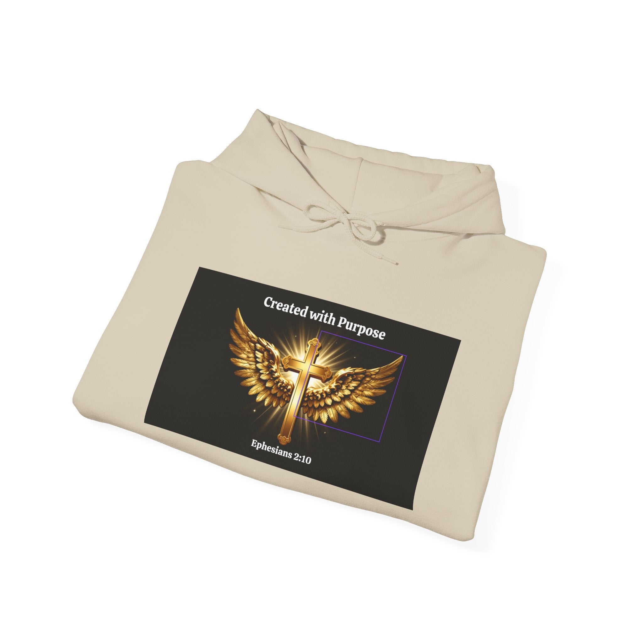 Created with Purpose Hoodie — Christian Wings Cross Sweatshirt (Psalm 139:14)