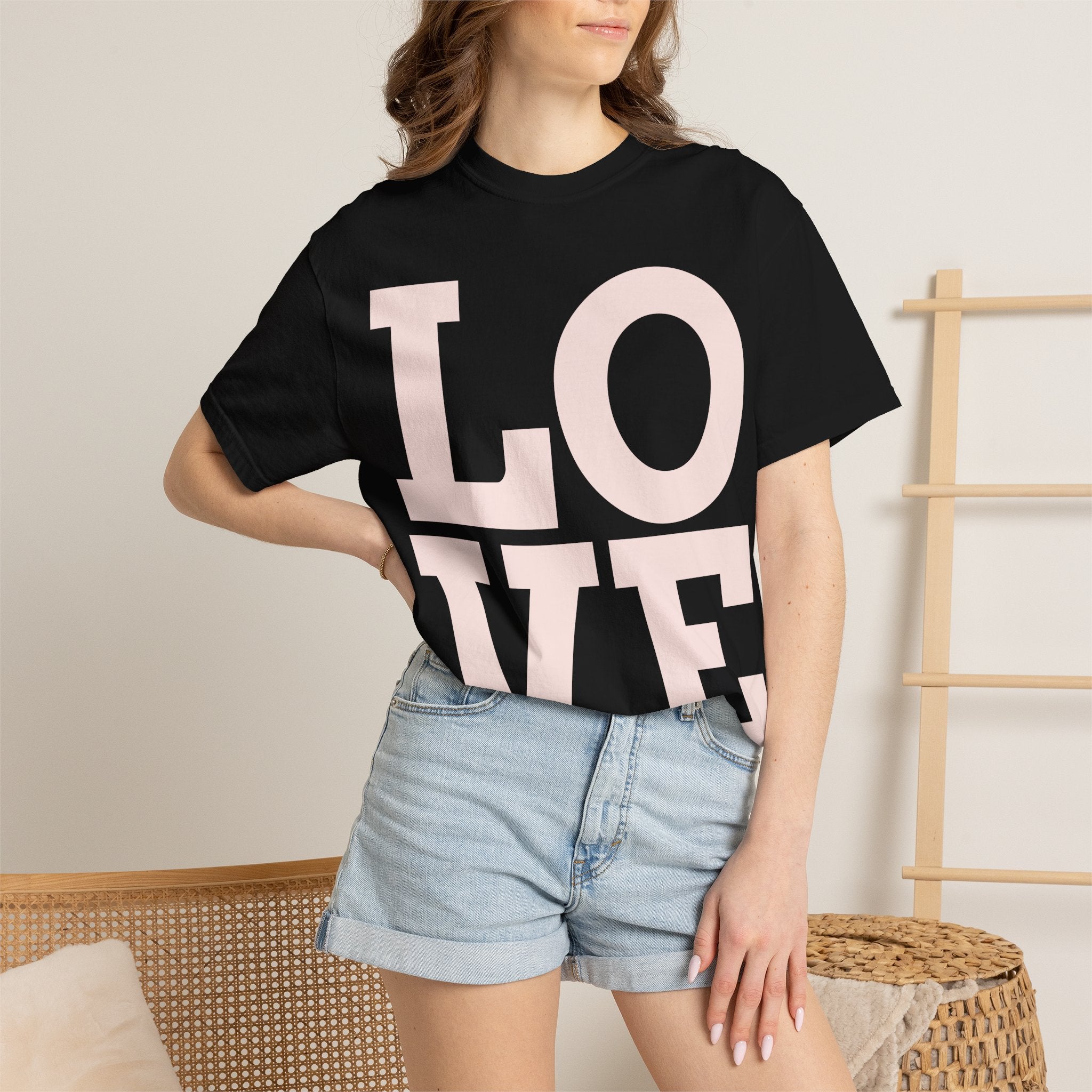 LOVE Graphic T‑Shirt — Soft Pink Block Letter Tee for Valentine’s & Everyday Wear
