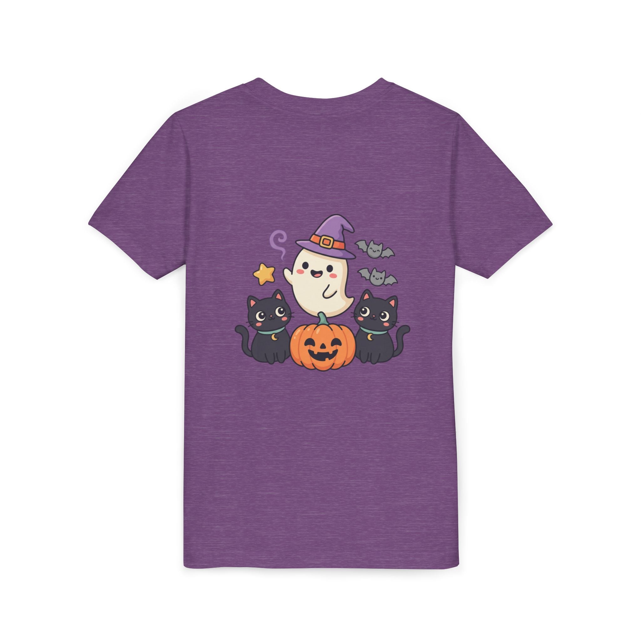 Youth Tee — "Spooky & Cute" Halloween Ghost with Black Cats Pumpkin