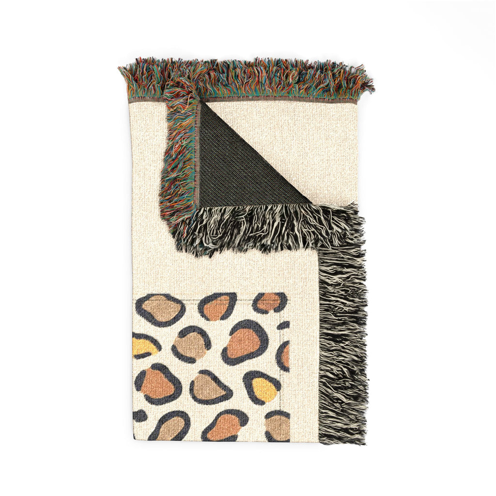 Leopard Print Woven Throw Blanket — Cozy Animal Pattern Fringe Tapestry