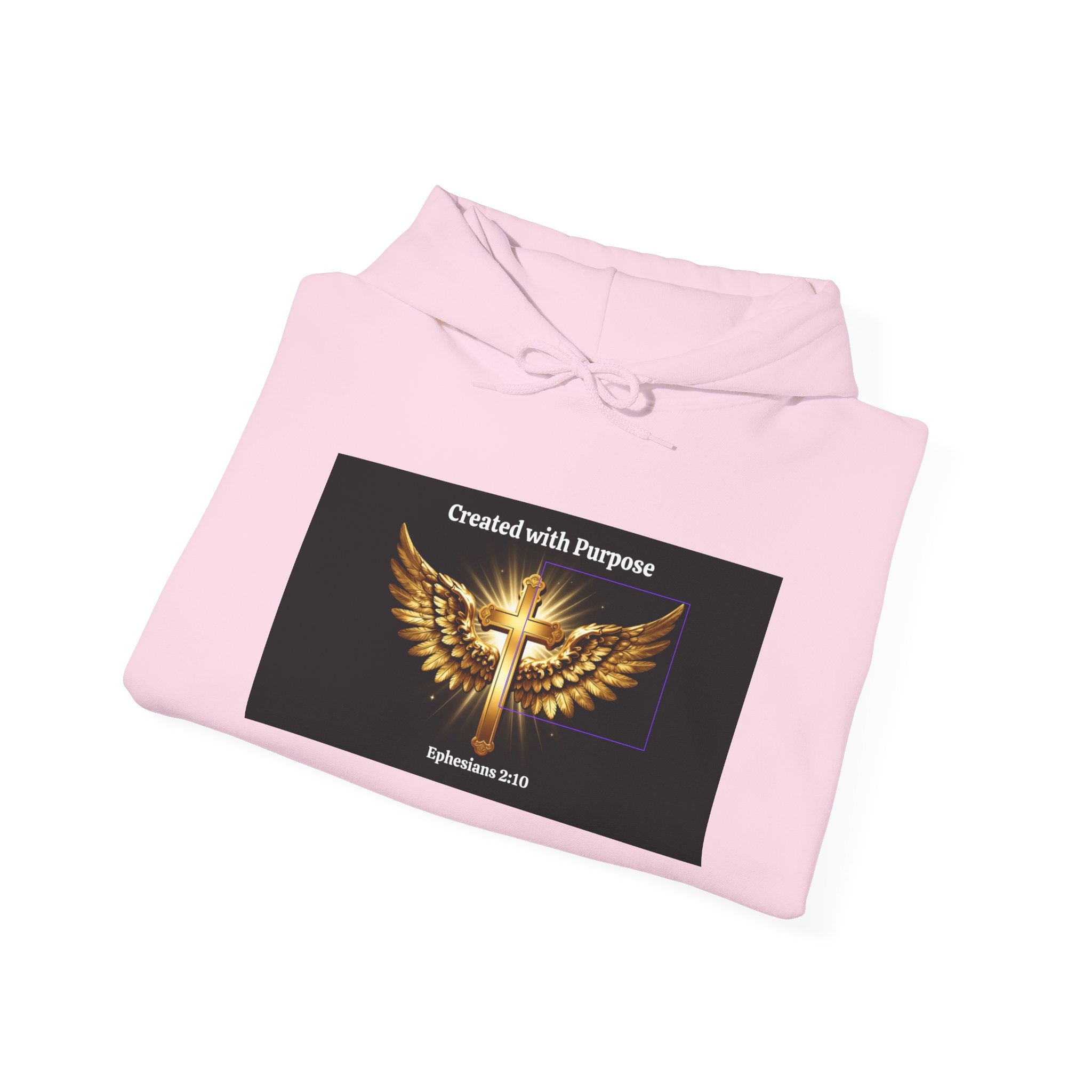 Created with Purpose Hoodie — Christian Wings Cross Sweatshirt (Psalm 139:14)