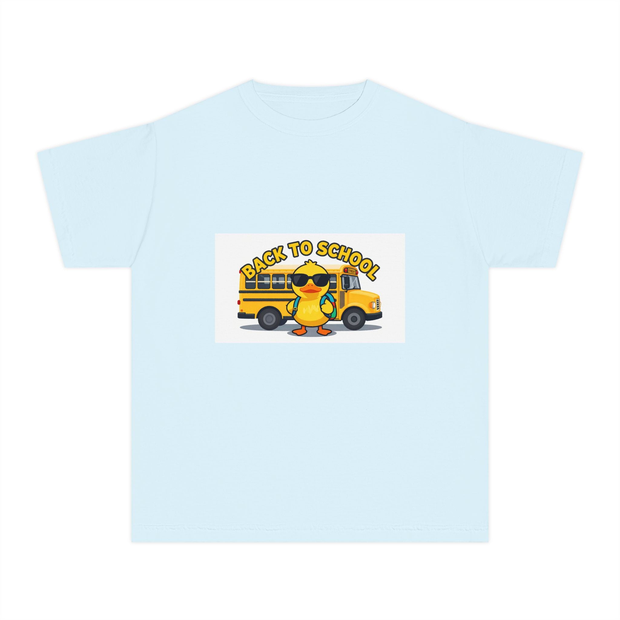 Back to School Youth Tee — Cute Duck & School Bus Kids Shirt