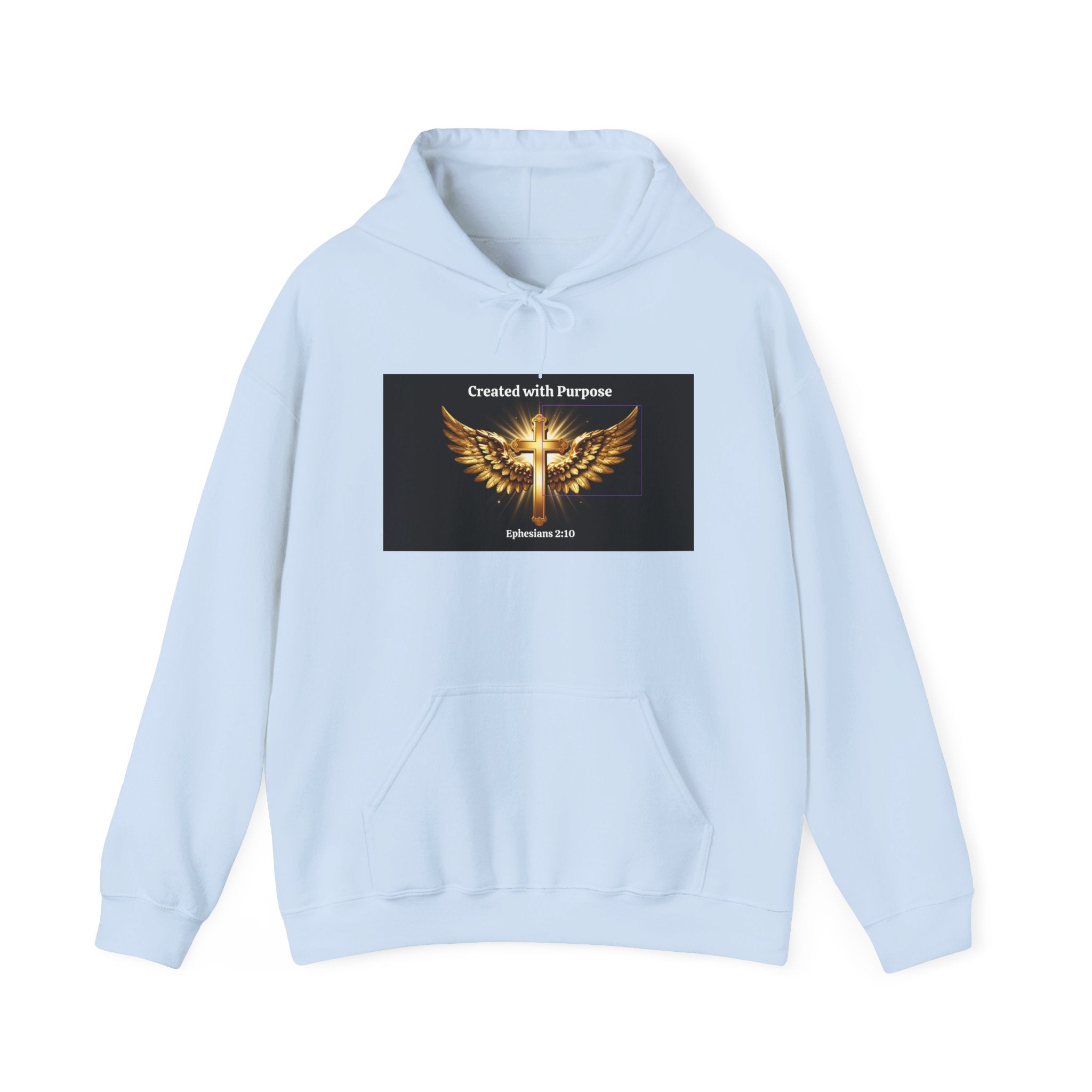 Created with Purpose Hoodie — Christian Wings Cross Sweatshirt (Psalm 139:14)