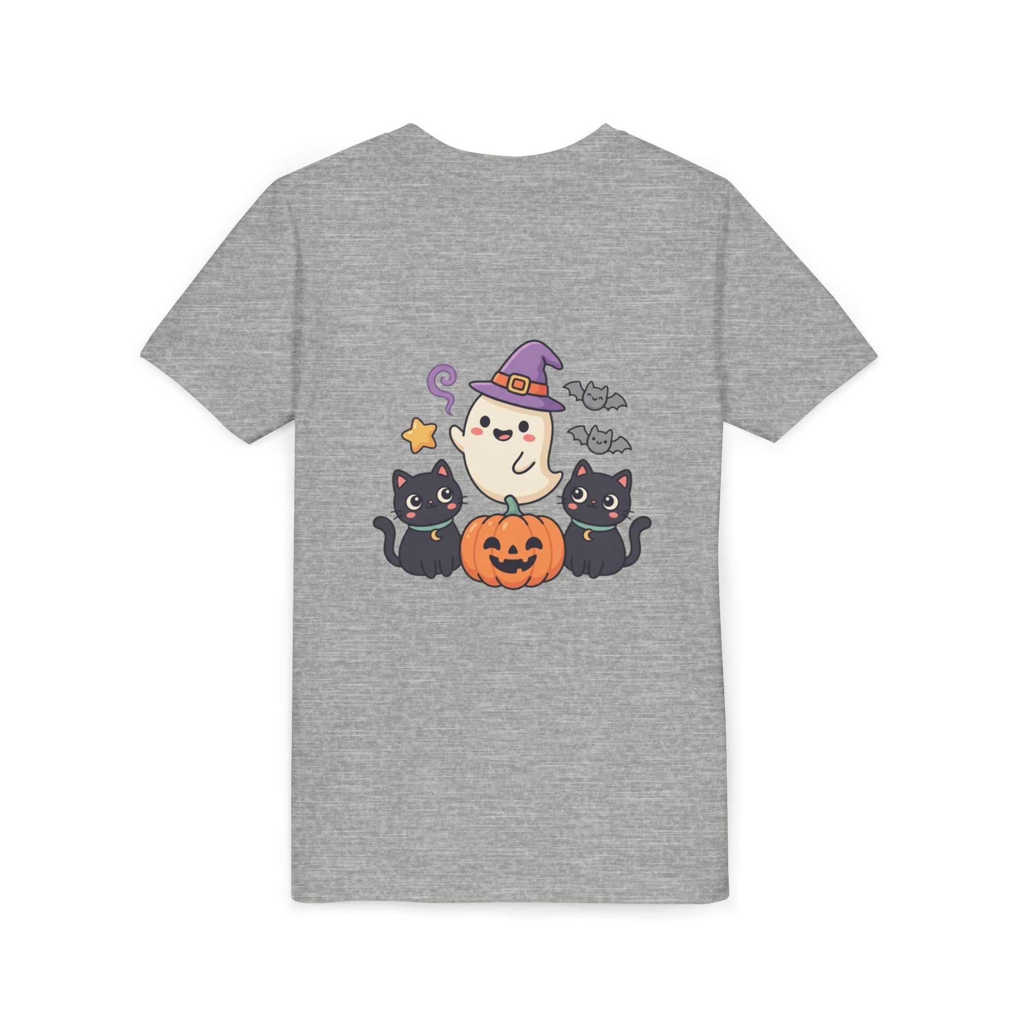 Youth Tee — "Spooky & Cute" Halloween Ghost with Black Cats Pumpkin