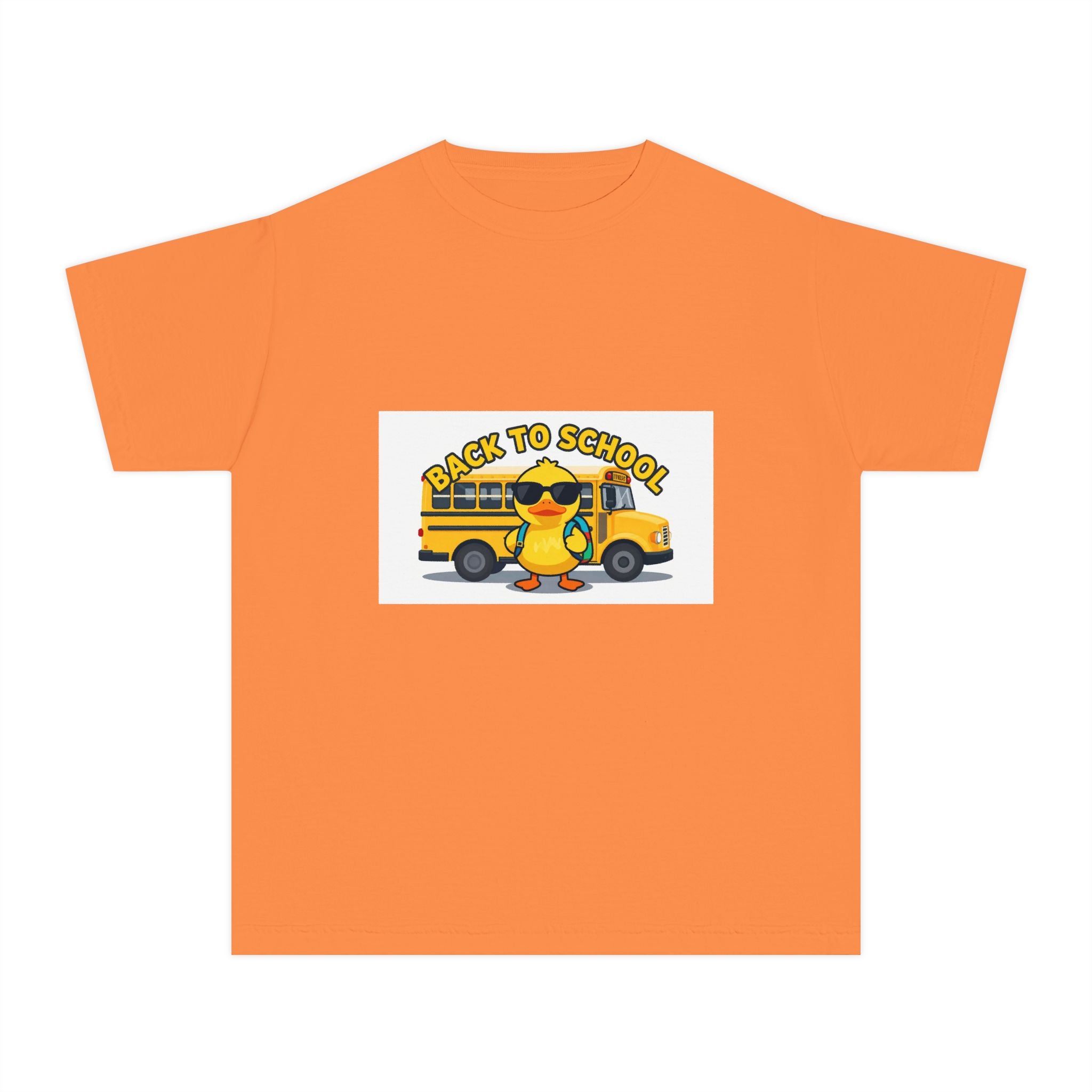 Back to School Youth Tee — Cute Duck & School Bus Kids Shirt