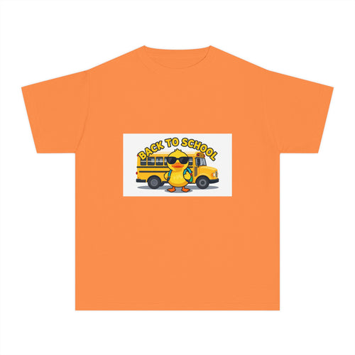 Back to School Youth Tee — Cute Duck & School Bus Kids Shirt