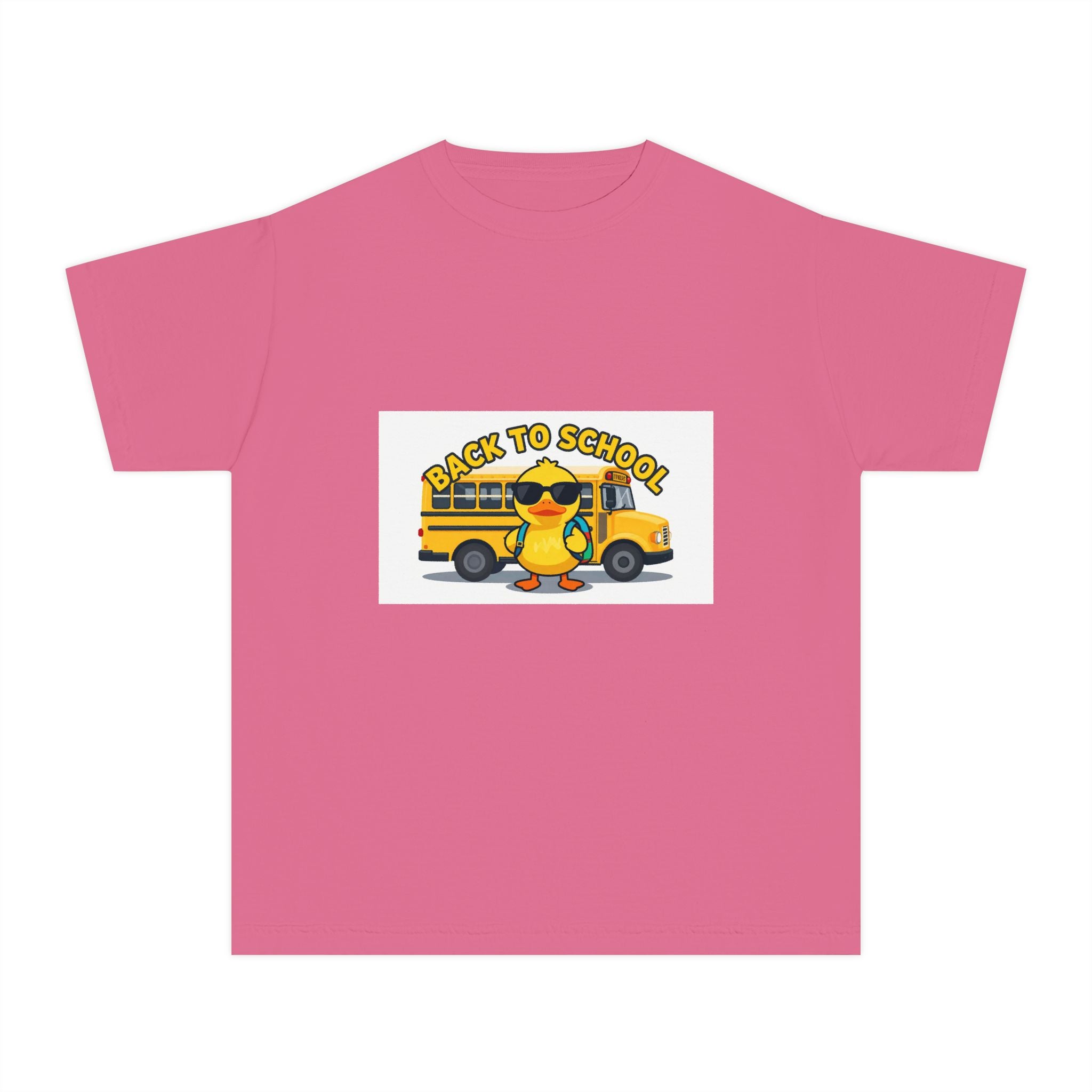 Back to School Youth Tee — Cute Duck & School Bus Kids Shirt