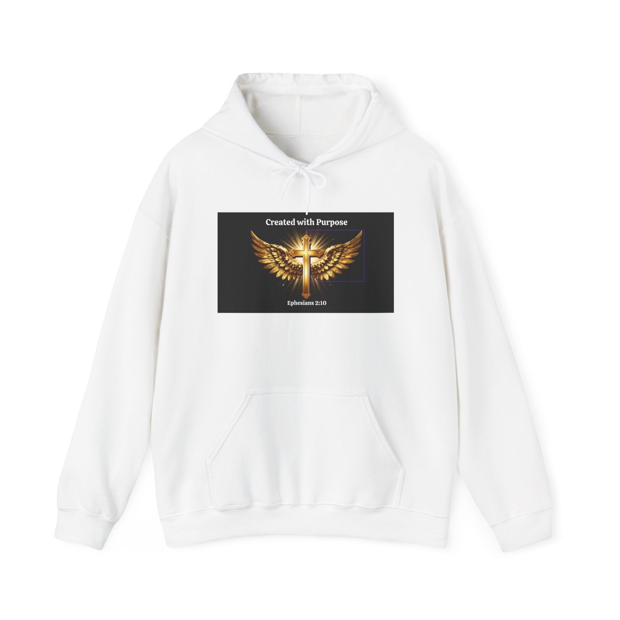 Created with Purpose Hoodie — Christian Wings Cross Sweatshirt (Psalm 139:14)