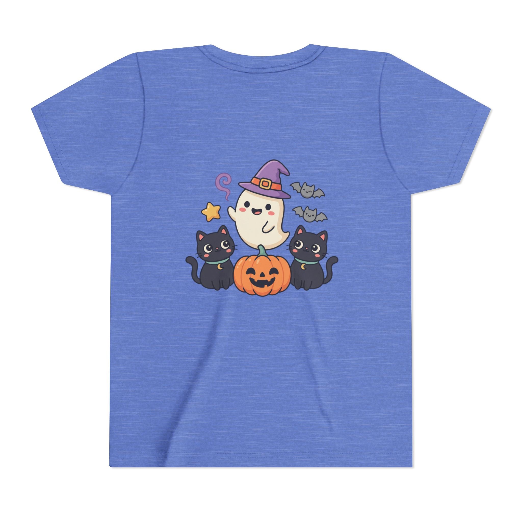 Youth Tee — "Spooky & Cute" Halloween Ghost with Black Cats Pumpkin