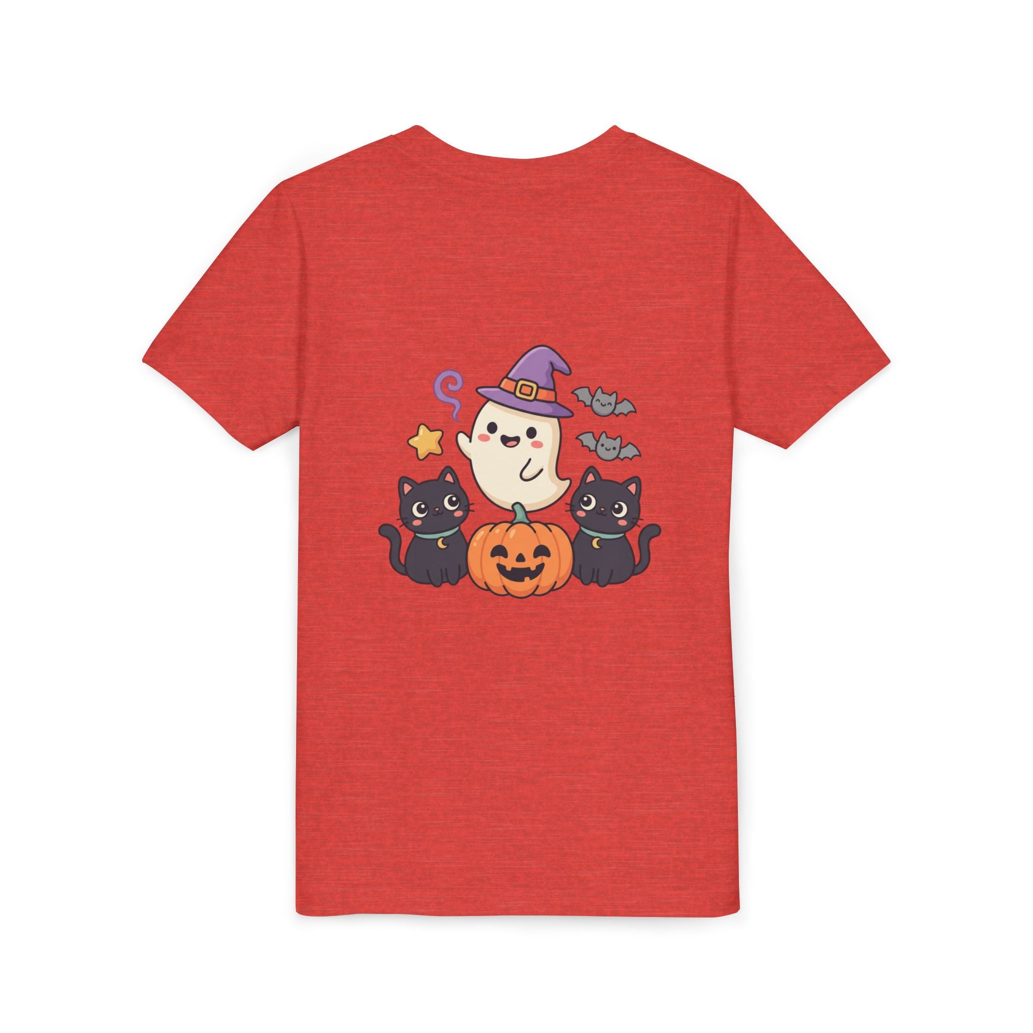 Youth Tee — "Spooky & Cute" Halloween Ghost with Black Cats Pumpkin