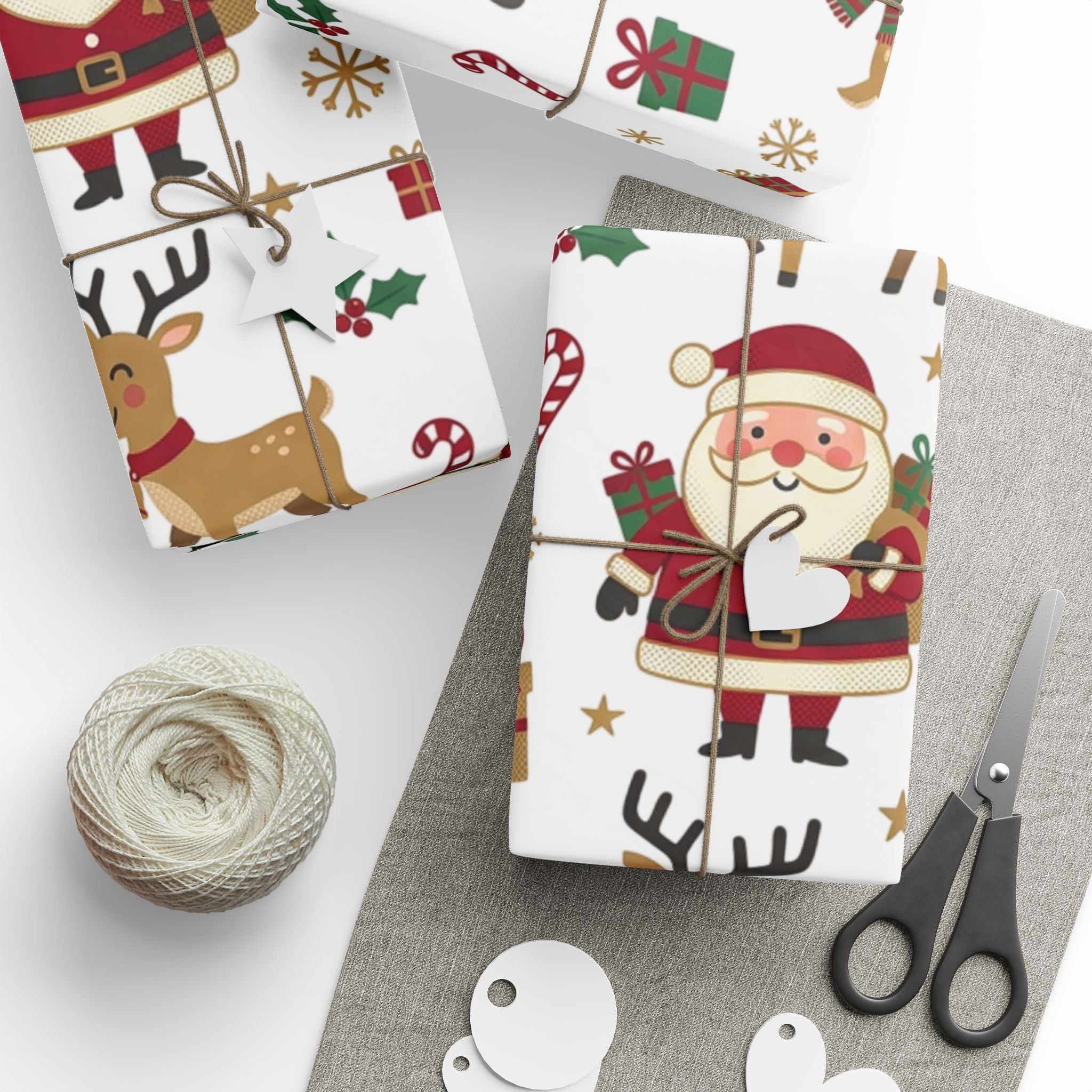 Christmas Santa & Reindeer Wrapping Paper — Festive Gift Wrap Roll