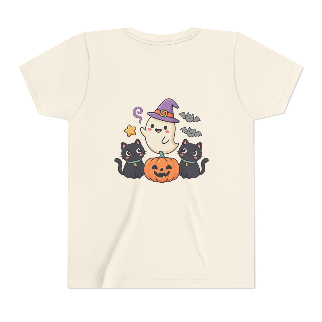 Youth Tee — "Spooky & Cute" Halloween Ghost with Black Cats Pumpkin