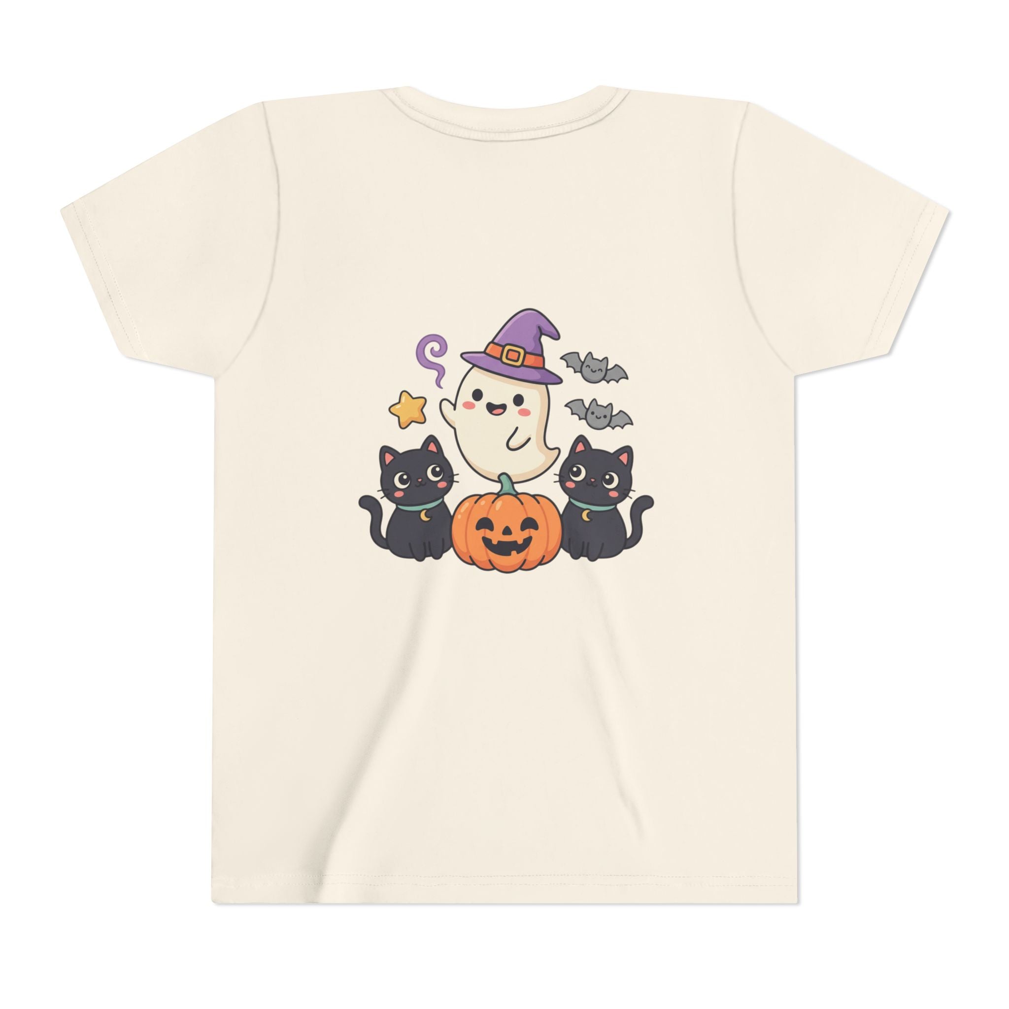 Youth Tee — "Spooky & Cute" Halloween Ghost with Black Cats Pumpkin