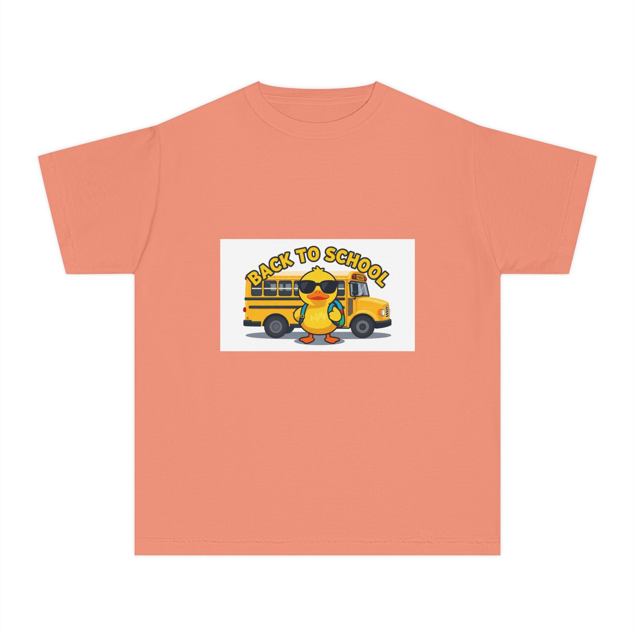 Back to School Youth Tee — Cute Duck & School Bus Kids Shirt