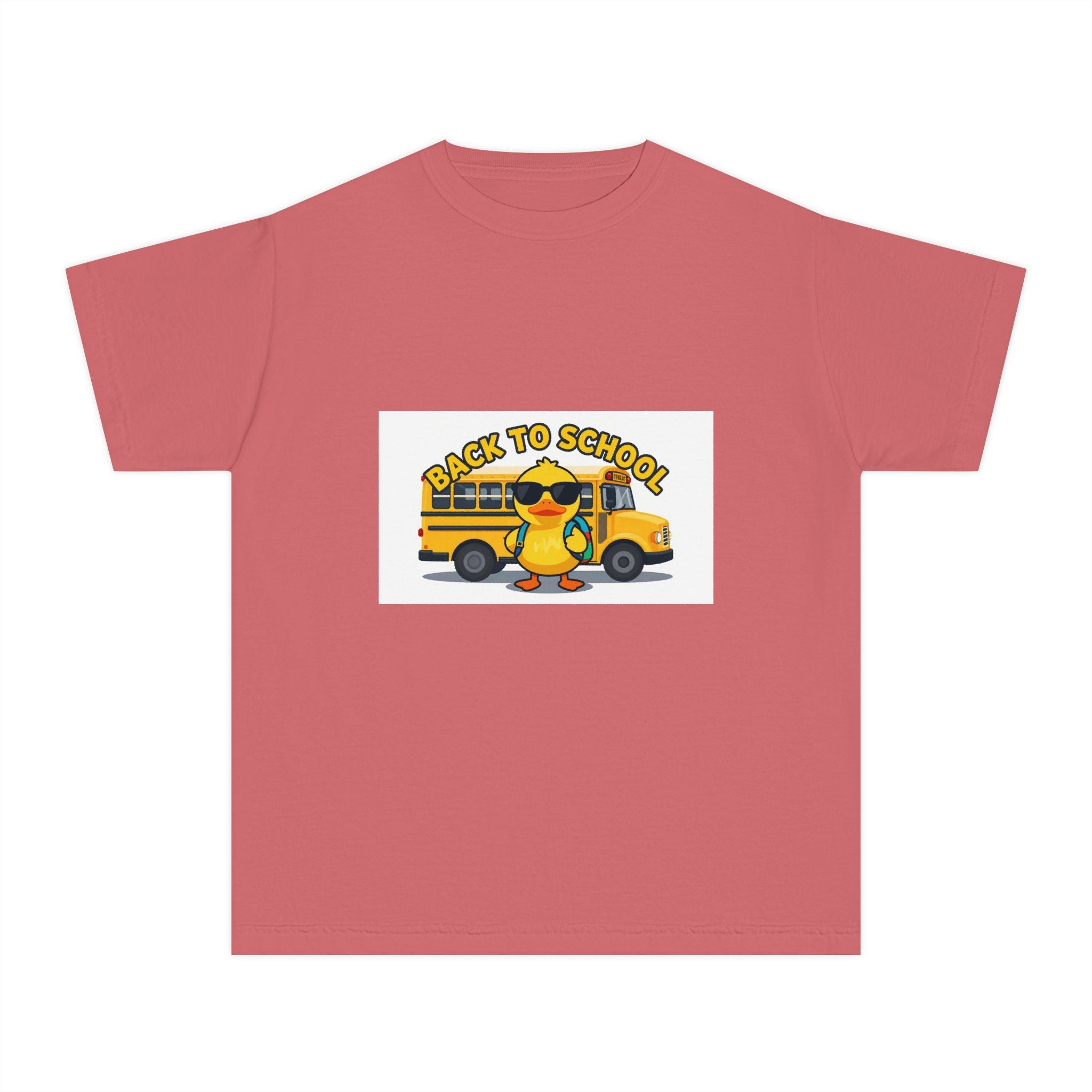Back to School Youth Tee — Cute Duck & School Bus Kids Shirt